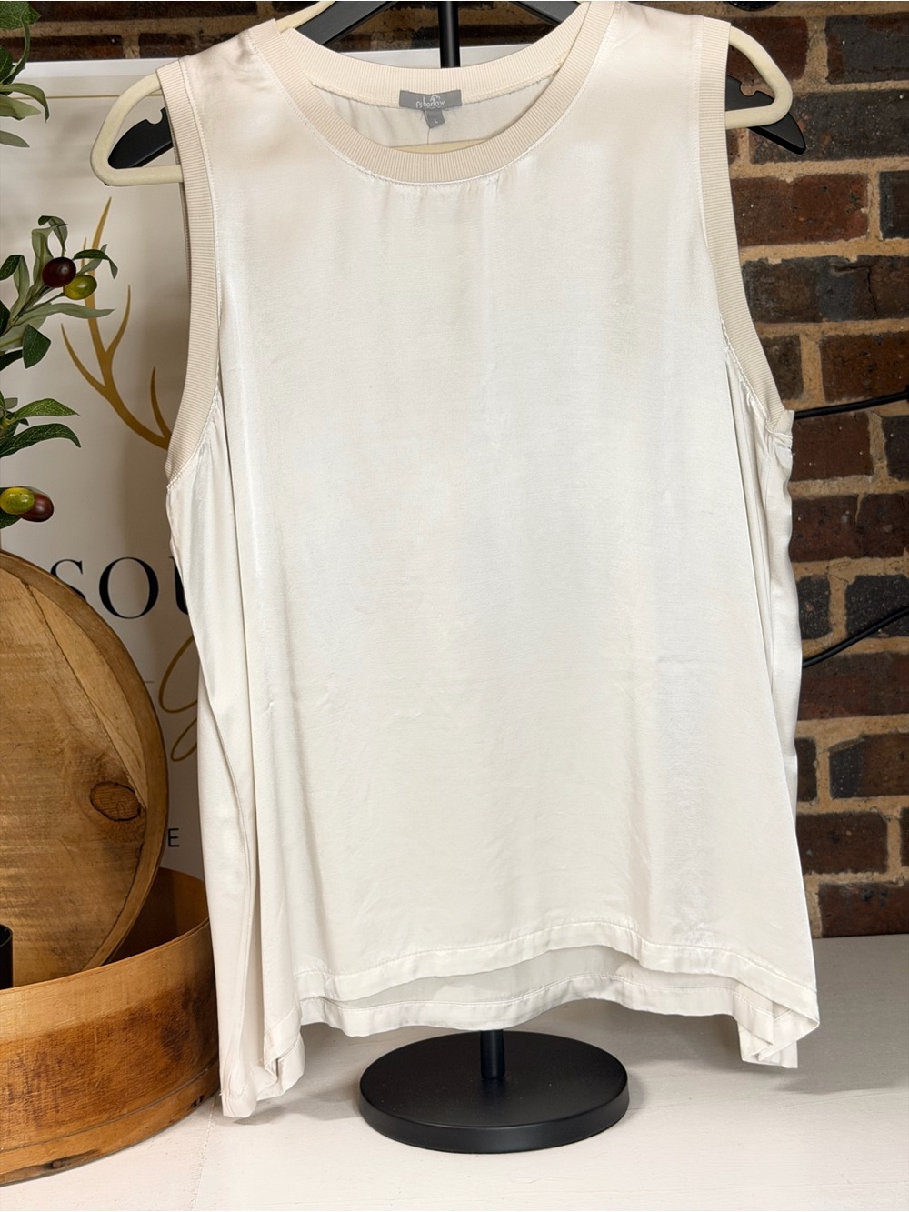 PJ Harlow “Alexa” tank - Light Cream Sleeveless Tank Top